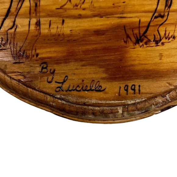 Vintage Handmade Wood Burned Horse Wall Equestrian Gift 1991 Hand Crafted Signed - Picture 2 of 4